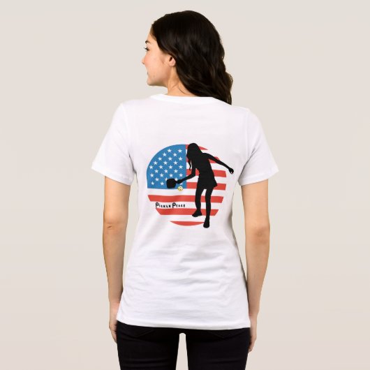 Patriotischer Pickleball-T - Shirt der Frauen von (Rückseite voll)