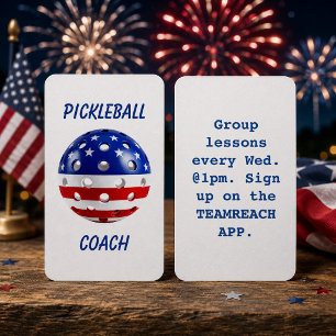 Patriotischer Pickleball-Trainer 4. Juli Geschäft Visitenkarte