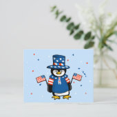 Patriotischer Pinguin Postkarte (Stehend Vorderseite)