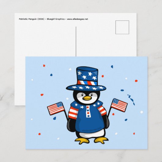 Patriotischer Pinguin Postkarte (Vorne/Hinten)
