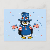 Patriotischer Pinguin Postkarte (Vorderseite)