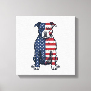 Patriotischer Pit Bull Vintage Gravur Vektor Desig Leinwanddruck