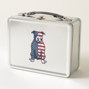 Patriotischer Pit Bull Vintage Gravur Vektor Desig Metall Brotdose