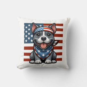 Patriotischer Pitbull Amerikanische Flagge 4. Juli Kissen