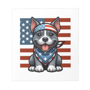Patriotischer Pitbull Amerikanische Flagge 4. Juli Notizblock
