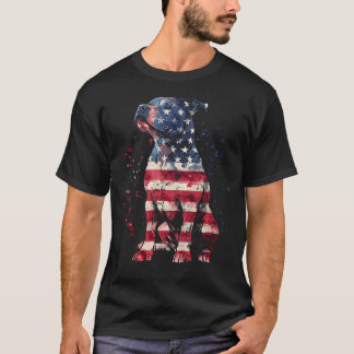 Patriotischer Pitbull Amerikanische Flagge 4. Juli T-Shirt