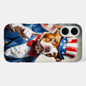 Patriotischer Pitbull-Hund in Uncle Sam Pose Case-Mate iPhone Hülle (Rückseite (Horizontal))