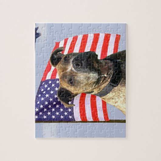 Patriotischer pitbull Hund Puzzle (Vertikal)