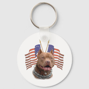 Patriotischer Pitbull Schlüsselanhänger