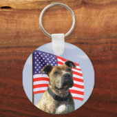 Patriotischer Pitbull-Schlüsselanhänger Schlüsselanhänger (Vorderseite)
