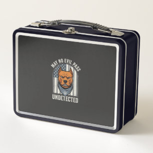 Patriotischer Pitbull Wachhund Metall Brotdose