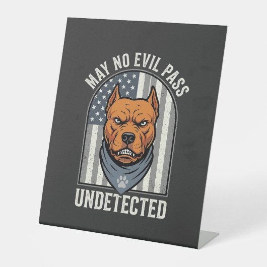 Patriotischer Pitbull-Wachhund Sockelschild (Vorderseite)