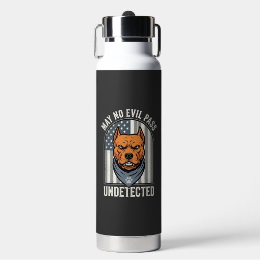 Patriotischer Pitbull-Wachhund Trinkflasche (Vorderseite)