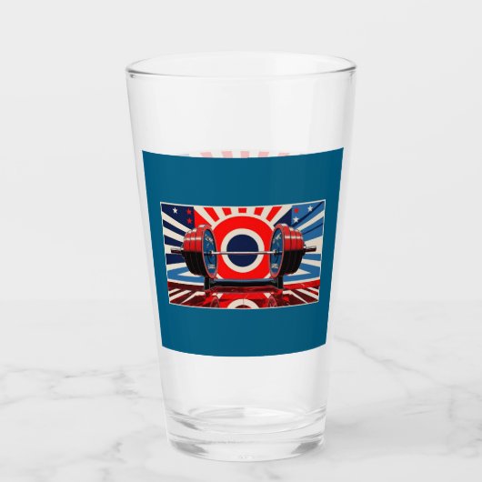 Patriotischer Pop Art Olympic Barbell Set Glas (Vorderseite)