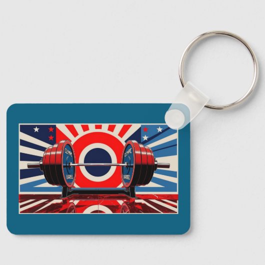 Patriotischer Pop Art Olympic Barbell Set Schlüsselanhänger (Vorderseite)
