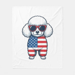 Patriotischer Pudel mit Sonnenbrille Vektor Design Fleecedecke