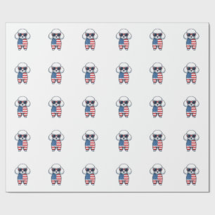 Patriotischer Pudel mit Sonnenbrille Vektor Design Geschenkpapier