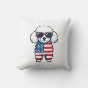 Patriotischer Pudel mit Sonnenbrille Vektor Design Kissen