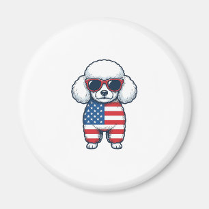Patriotischer Pudel mit Sonnenbrille Vektor Design Magnet