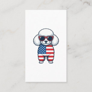 Patriotischer Pudel mit Sonnenbrille Vektor Design Visitenkarte