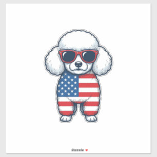 Patriotischer Pudel mit Sonnenbrille Vektordesign_ Aufkleber