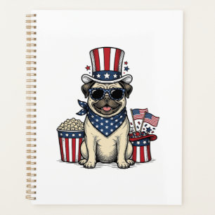 Patriotischer Pug Vintage Gravur Hundeshirt Design Planer