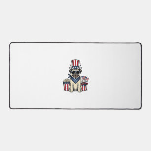 Patriotischer Pug Vintage Gravur Hundeshirt Design Schreibtischunterlage