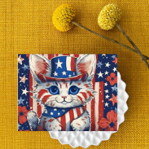 Patriotischer Purr-Anzug des Glücks Postkarte