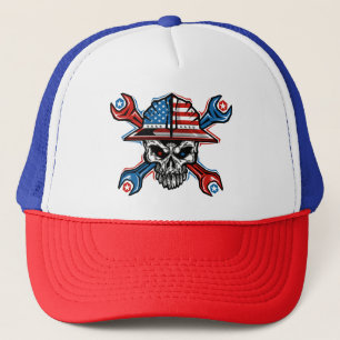 patriotischer Raufbold-Totenkopf Truckerkappe