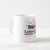 Patriotischer Red White and Blue Happy Labour Day Kaffeetasse (Vorderseite Links)