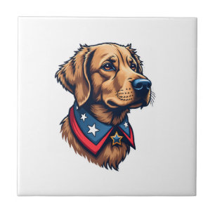 Patriotischer Retriever Maskottchen Vintage Hund T Fliese