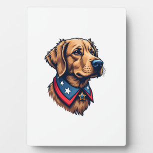 Patriotischer Retriever Maskottchen Vintage Hund T Fotoplatte