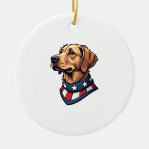 Patriotischer Retriever Maskottchen Vintage-Hund-T Keramik Ornament
