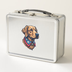 Patriotischer Retriever Maskottchen Vintage Hund T Metall Brotdose