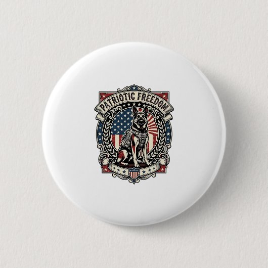 Patriotischer Rettungshund Button (Vorderseite)