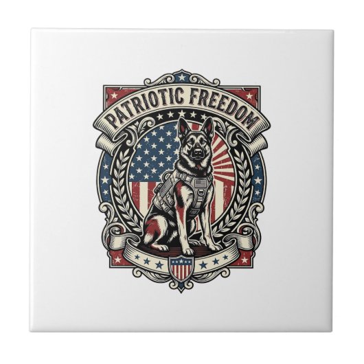 Patriotischer Rettungshund Fliese (Vorderseite)