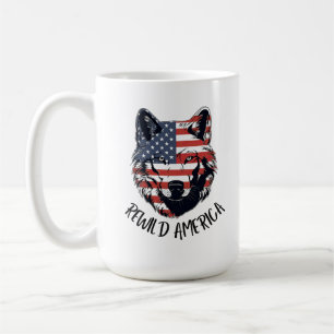 Patriotischer Rewild America Wolf Kaffeetasse