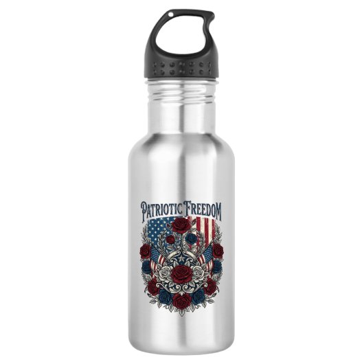 Patriotischer Rosengarten Edelstahlflasche (Vorderseite)