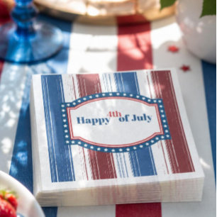 Patriotischer Rot-Weiß-Blau-4.-Juli-Cocktail Serviette