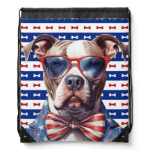 PATRIOTISCHER ROT WEISS BLAU PIT BULL TERRIER HUND