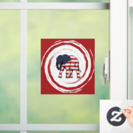 Patriotischer Rot-Weiß-Blauer Elefant Fensteraufkleber