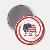 Patriotischer Rot-Weiß-Blauer Elefant Magnet (Vorderseite/Rückseite)