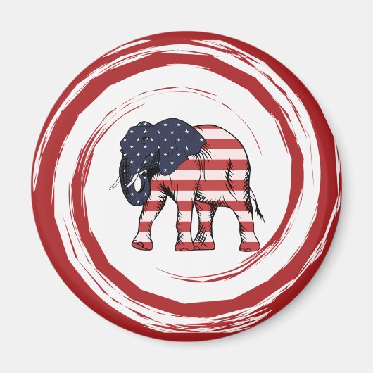 Patriotischer Rot-Weiß-Blauer Elefant Magnet (Vorne)