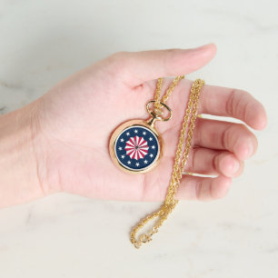 Patriotischer Rot-Weiß-Blauer Sterne-Streifen-Rose Armbanduhr