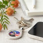 Patriotischer Rotbarsch, Weißer und Blauer Adler Schlüsselanhänger (Seite)