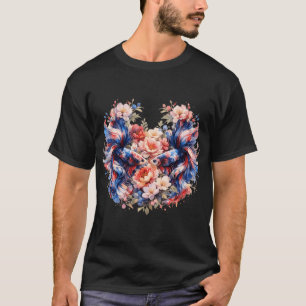 Patriotischer roter blauer Betta-Fisch-Paar-Wasser T-Shirt