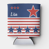 Patriotischer Roter Weiß & Blaue Sterne & Streifen Dosenkühler (Vorderseite)