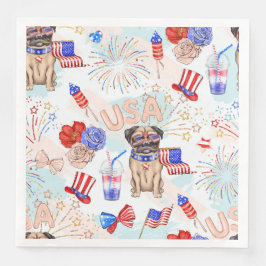 PATRIOTISCHER ROTER WEISSER BLAU 4. JULI SERVIETTE