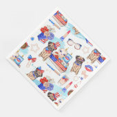 PATRIOTISCHER ROTER WEISSER BLAU 4. JULI SERVIETTE (Ecke)