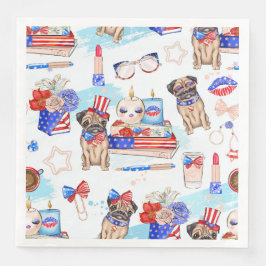 PATRIOTISCHER ROTER WEISSER BLAU 4. JULI SERVIETTE